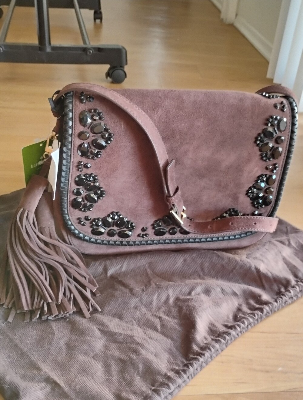 Kate Spade Anderson Way Lietta Saddle Crossbody Bag, Brown Suede